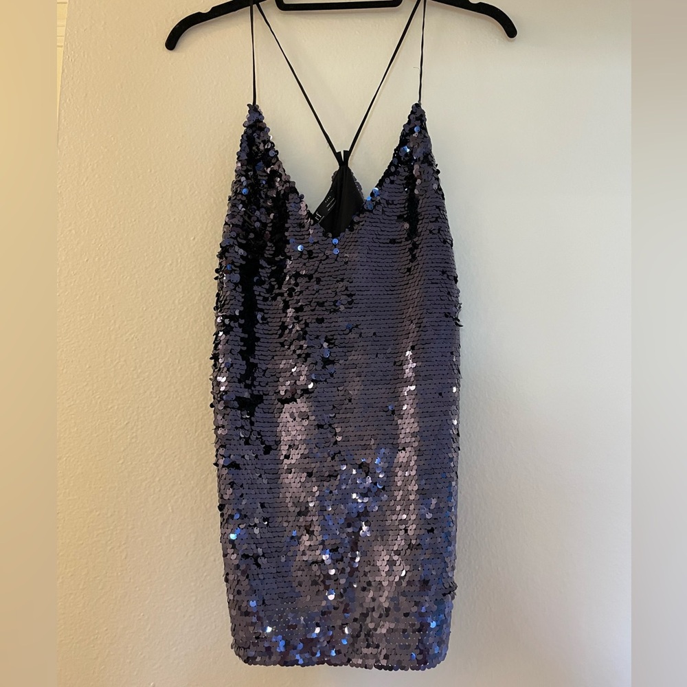 Sequin Strappy Shirt in Purple